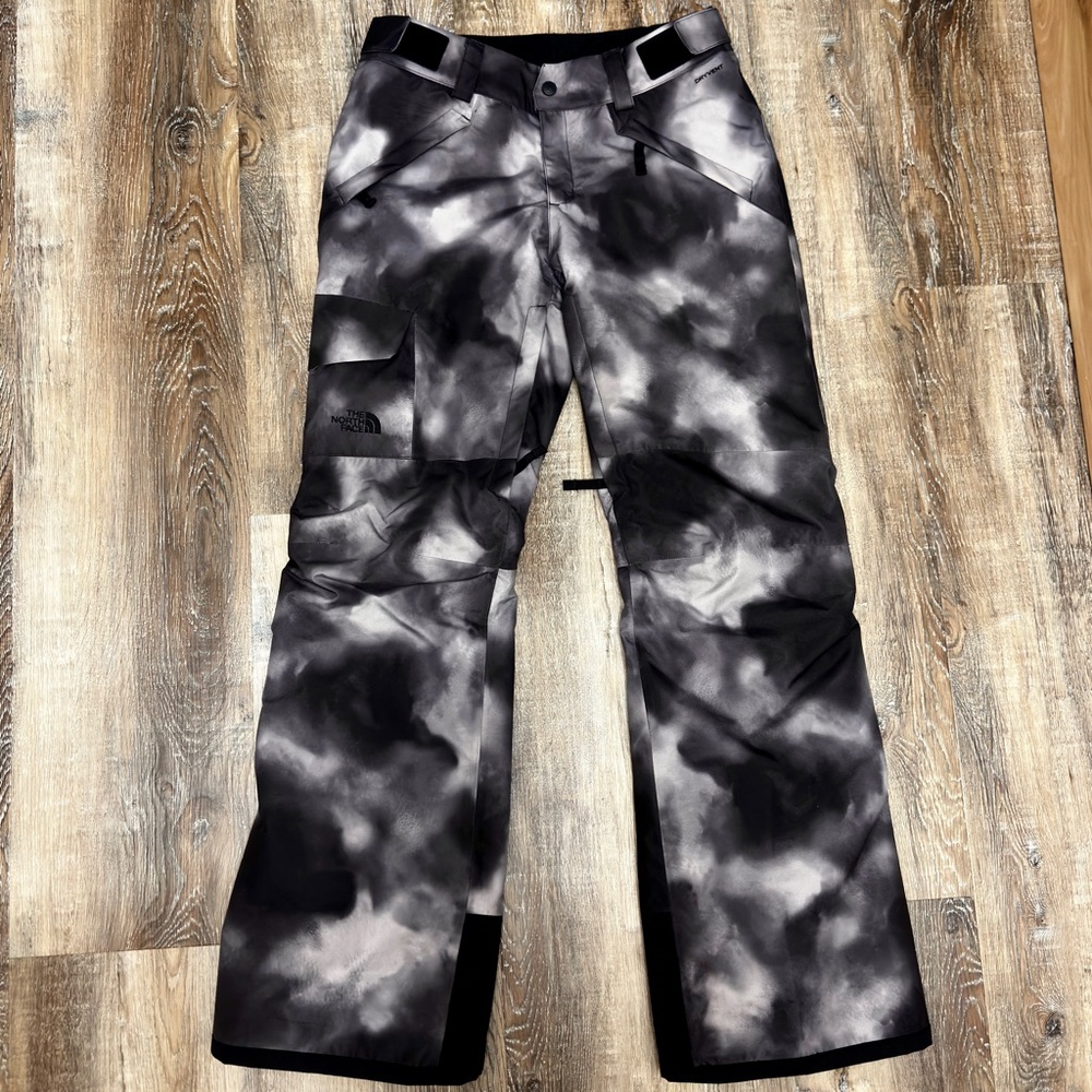 Women’s North Face Insulated Snow Pants ink blur black & white TNF